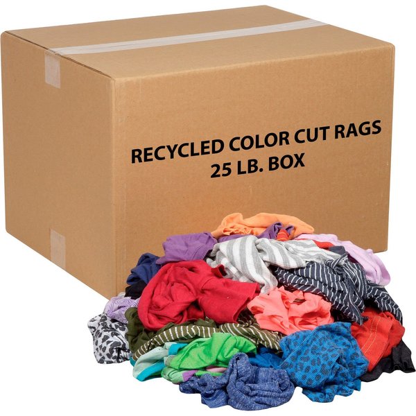 Global Industrial 25 Lb. Box Recycled Cut Rags, Mixed Colors 670225